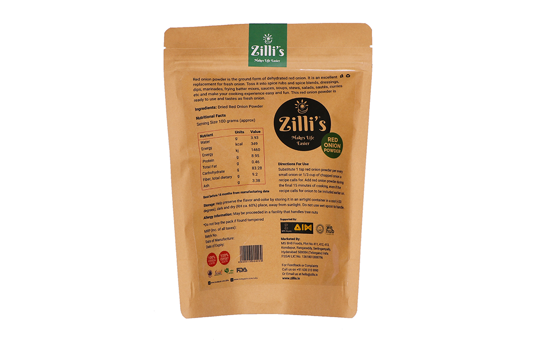 Zilli's Red Onion Powder    Pack  250 grams